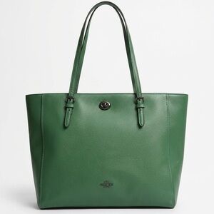 Coach - Crossgrain Leather Turnlock Green Tote Shoulder Bag